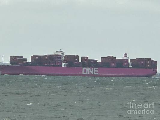 Large Cargo Ship at Sea by Catherine Wilson