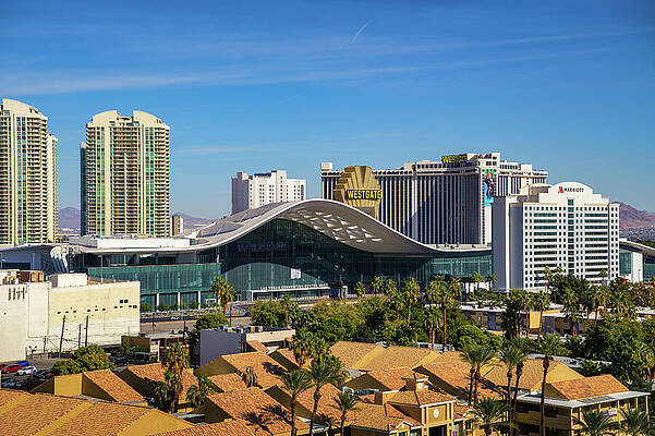 Wall Art featuring the photograph Las Vegas Convention Center West Hall And Surrounding Hotels by Miroslav Liska