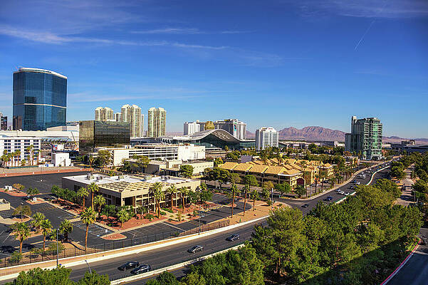 Wall Art featuring the photograph Las Vegas Convention Center West Hall With Surrounding Hotels And Buildings by Miroslav Liska