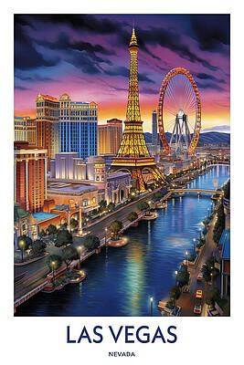 Wall Art featuring the painting Las Vegas by Land of Dreams