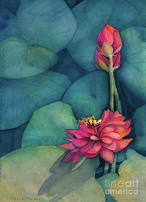 Wall Art featuring the painting Last Light Lilies by Lois Blasberg