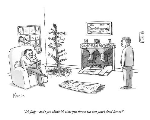 Humorous Living Room Scene in July Drawing