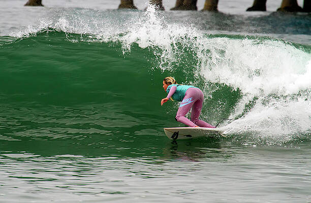 Laura Enever Wall Art featuring the photograph Laura Enever Surfing In Oceanside, CA by Waterdancer