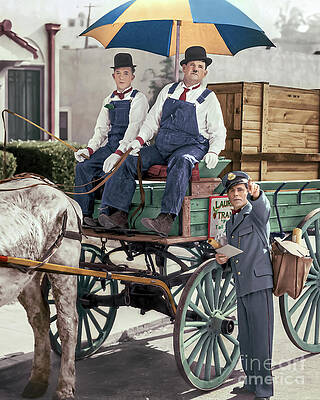 Funny Wall Art featuring the digital art Laurel And Hardy The Music Box 1932 by Franchi Torres