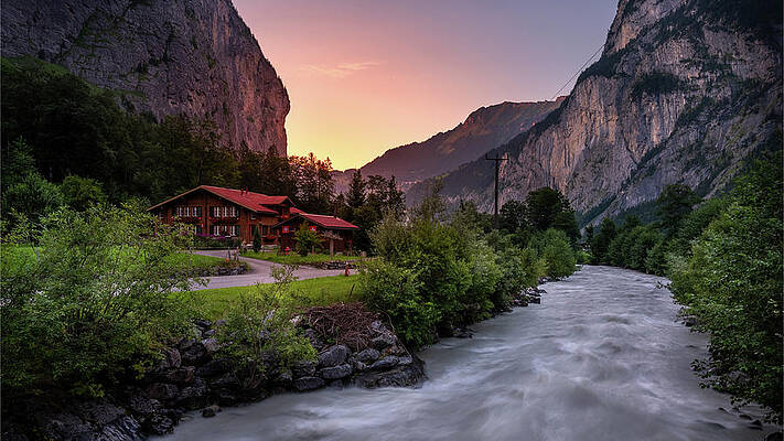 Lauterbrunnen Valley at Dusk Wall Art