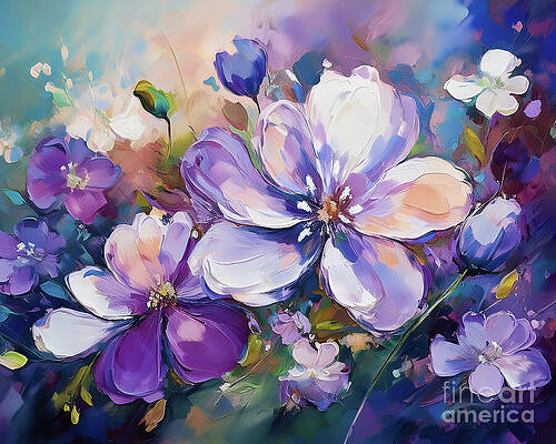 Vintage Wall Art featuring the ai art Lavender Medley by Macro Abundance