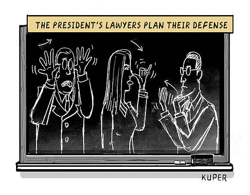 Nose Drawing - Lawyers Plan Their Defense by Peter Kuper