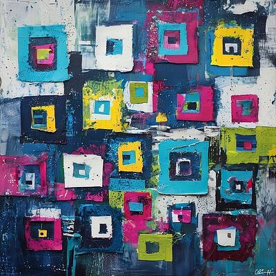 Colorful Geometric Fusion Wall Art