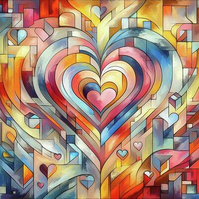 Geometric Wall Art featuring the digital art Layers Of Love A Geometric Heart LV1117 by Don Northup