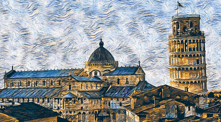 Historical Painting - Leaning Tower Of Pisa - 07 by AM FineArtPrints