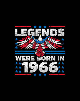 Nostalgic Wall Art featuring the digital art Legends Were Born In 1966 Patriotic Birthday by Flippin Sweet Gear