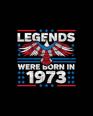 Nostalgic Wall Art featuring the digital art Legends Were Born In 1973 Patriotic Birthday by Flippin Sweet Gear