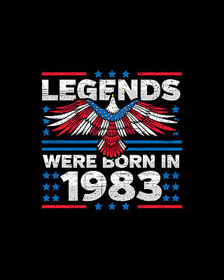 Nostalgic Wall Art featuring the digital art Legends Were Born In 1983 Patriotic Birthday by Flippin Sweet Gear