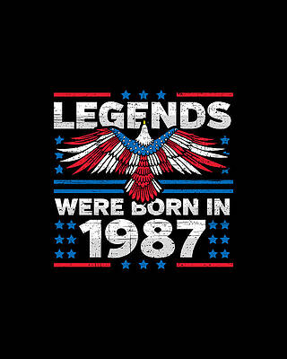 Nostalgic Wall Art featuring the digital art Legends Were Born In 1987 Patriotic Birthday by Flippin Sweet Gear