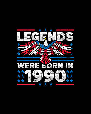 Nostalgic Wall Art featuring the digital art Legends Were Born In 1990 Patriotic Birthday by Flippin Sweet Gear