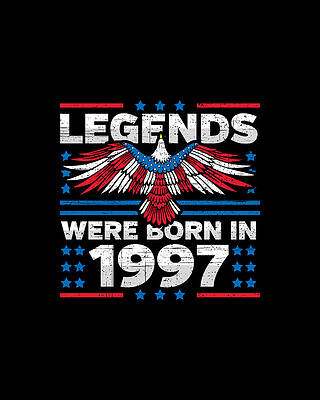 Nostalgic Wall Art featuring the digital art Legends Were Born In 1997 Patriotic Birthday by Flippin Sweet Gear
