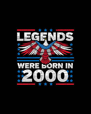 Nostalgic Wall Art featuring the digital art Legends Were Born In 2000 Patriotic Birthday by Flippin Sweet Gear