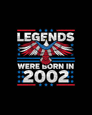 Nostalgic Wall Art featuring the digital art Legends Were Born In 2002 Patriotic Birthday by Flippin Sweet Gear