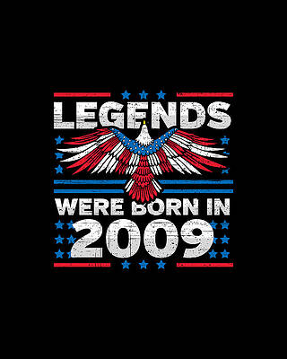 Nostalgic Wall Art featuring the digital art Legends Were Born In 2009 Patriotic Birthday by Flippin Sweet Gear