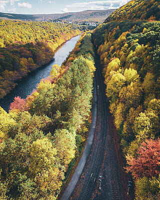 Fall Photograph - Lehigh Gorge Scenic Railway Switch Into Fall by Jason Fink