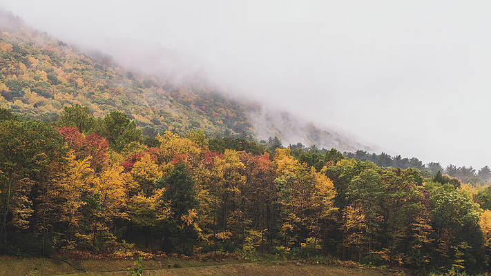 Fall Photograph - Lehigh Gorge Vivid Fall Foliage And Clouds by Jason Fink