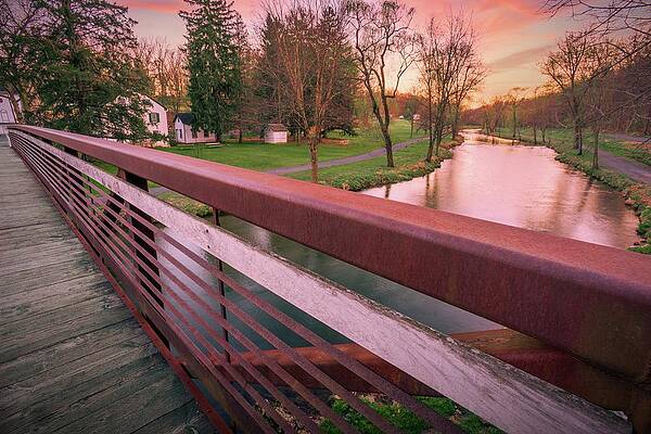 Reflection Wall Art featuring the photograph Lehigh Parkway Footbridge - Looking Upstream by Jason Fink
