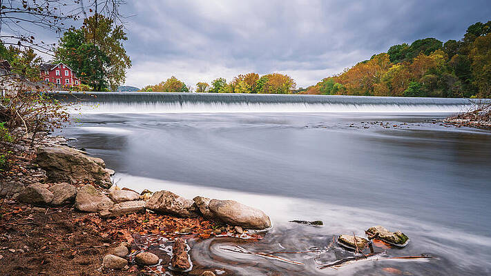 Fall Photograph - Lehigh River Waterfall In Autumn by Jason Fink