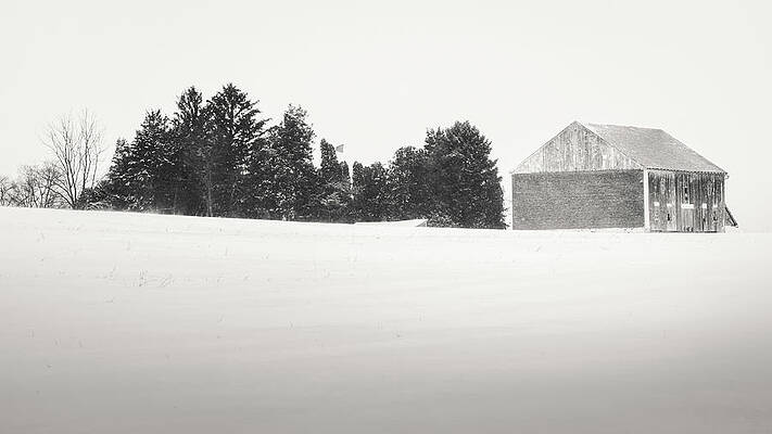 Landscape Photograph - Lehigh Valley Winter Barn Black And White by Jason Fink
