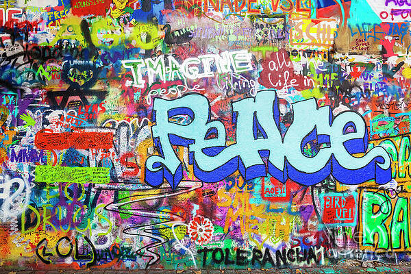 Wall Art featuring the photograph Lennon Wall Graffiti, Prague by Neale And Judith Clark