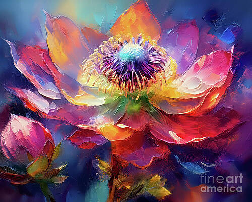 Abstract Wall Art featuring the ai art Lenten Rose by Macro Abundance