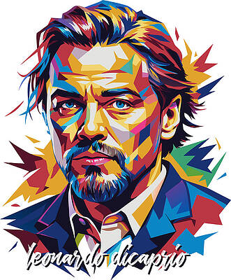 Vibrant Wall Art featuring the digital art Leonardo Dicaprio In WPAP Pop Art by Vector Artnesia