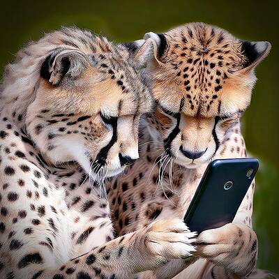 Modern Digital Art - Leopards On A Smartphone by David Manlove