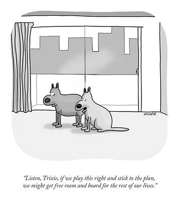 Two Dogs Discuss Their Plan Drawing