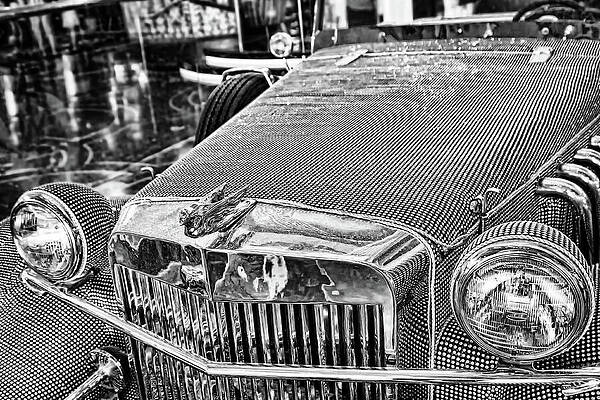 Wall Art featuring the photograph Liberace's Luxurious Car In Las Vegas - Black And White by Tatiana Travelways