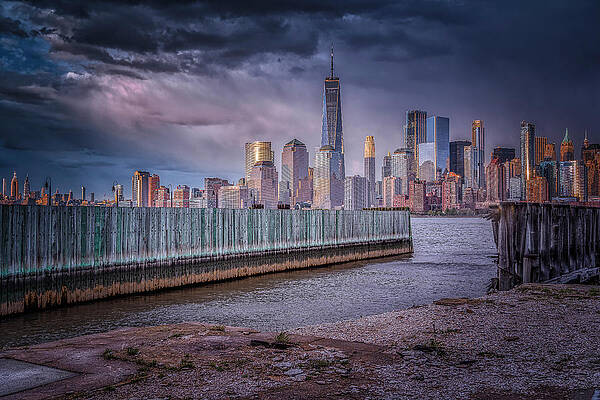 Wall Art featuring the photograph Liberty State Park With Stormy Skies by Penny Polakoff