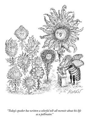 Anthropomorphic Flowers and Bee Speaker Wall Art