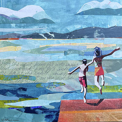 Joyful Leap into the Lake Wall Art