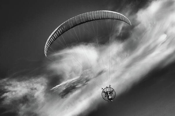 Aerial Paraglider Against Dramatic Sky Wall Art