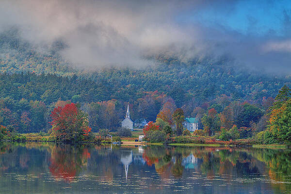 Reflection Photograph - Lifting Fog On Crystal Lake by Penny Polakoff