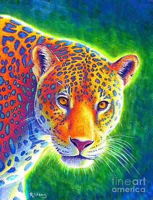 Painting - Light In The Rainforest - Jaguar by Rebecca Wang