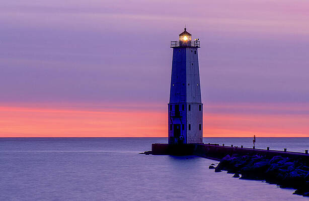 Lighthouse at Colorful Dusk Wall Art