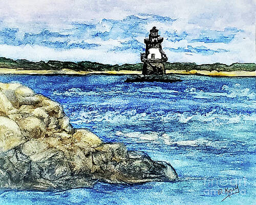 Wall Art featuring the painting Lighthouse At Orient by Eileen Kelly