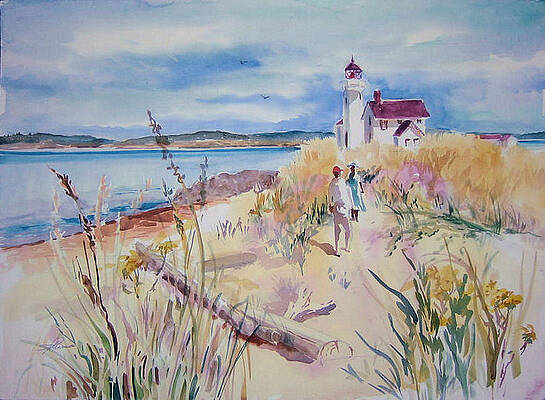 Wall Art featuring the painting Lighthouse Holiday by Sheila Parsons