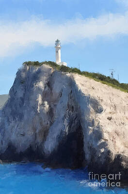 Painting - Lighthouse On The Bluff by Gary Arnold