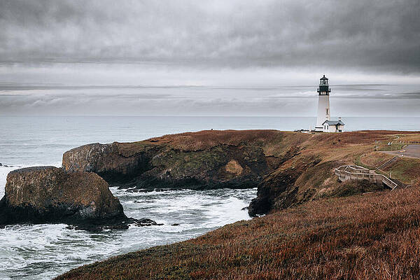 Lighthouse Overlooking Rocky Coastline Wall Art