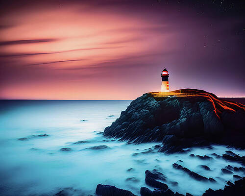 Wall Art featuring the digital art Lighthouse Series 001 by Flees Photos