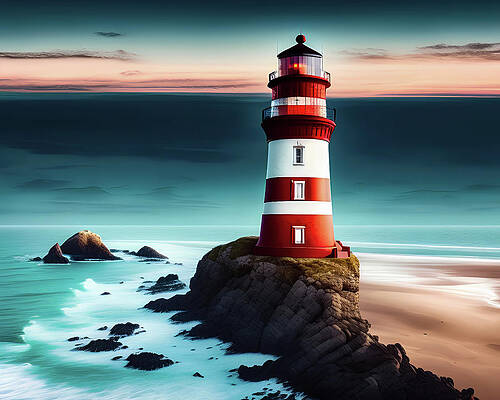 Wall Art featuring the digital art Lighthouse Series 003 by Flees Photos