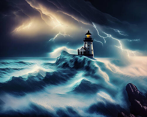 Wall Art featuring the digital art Lighthouse Series 004 by Flees Photos