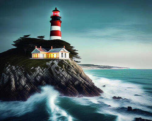 Wall Art featuring the digital art Lighthouse Series 006 by Flees Photos