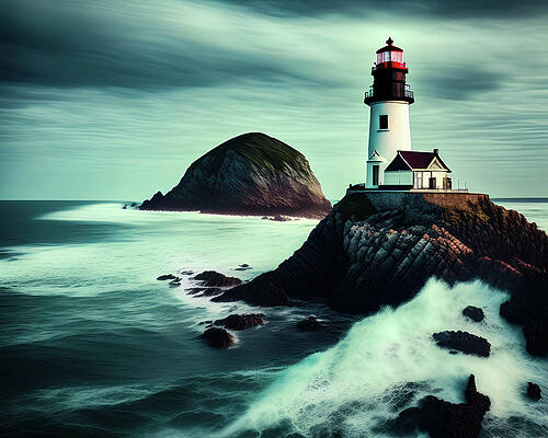 Wall Art featuring the digital art Lighthouse Series 007 by Flees Photos